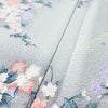 小紋 ポリエステル 花柄 袷仕立て 身丈159cm 裄丈65cm 着物 孔雀 グレー_画像9