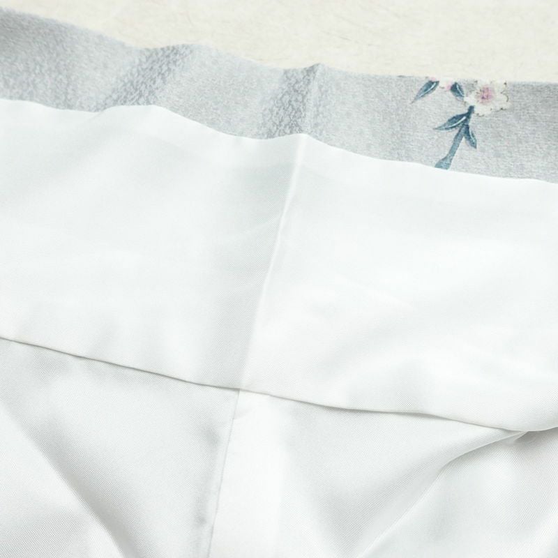 小紋 ポリエステル 花柄 袷仕立て 身丈159cm 裄丈65cm 着物 孔雀 グレー_画像19