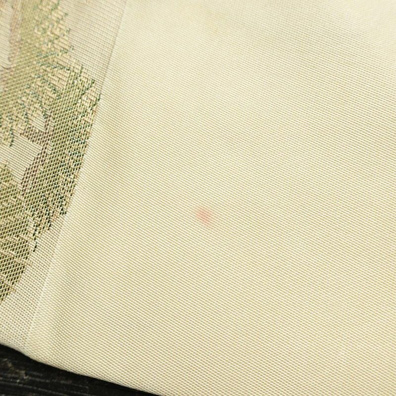 名古屋帯 六通柄 正絹 風景柄 名古屋仕立て 箔 帯 ベージュ_画像14