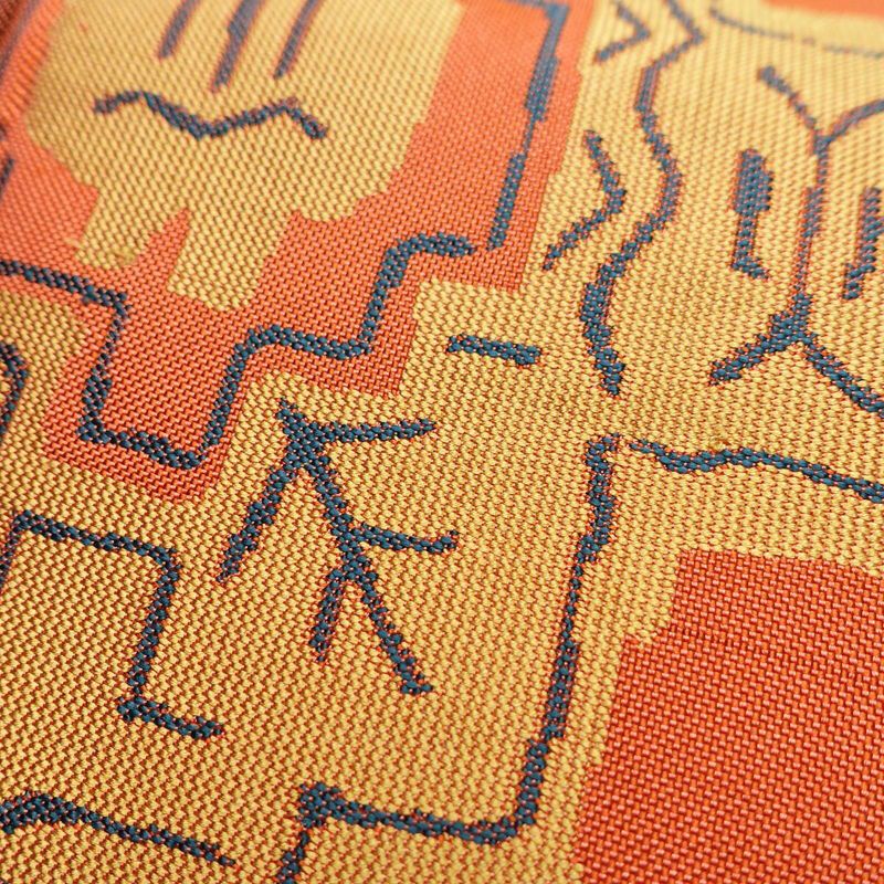 袋帯 六通柄 一般用 正絹 人物・動物柄 帯 橙_画像6