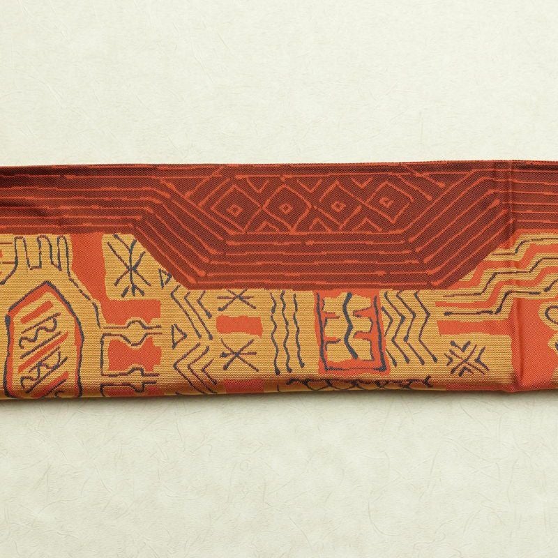 袋帯 六通柄 一般用 正絹 人物・動物柄 帯 橙_画像15