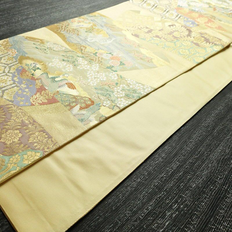 袋帯 琳派巻絵文 六通柄 美品 フォーマル用 正絹 古典柄 箔 金通し 金糸 帯 金・銀_画像9