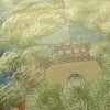 袋帯 太鼓柄 広沢 落款入り 作家物 春瑛 フォーマル用 正絹 風景柄 箔 帯 クリーム_画像4