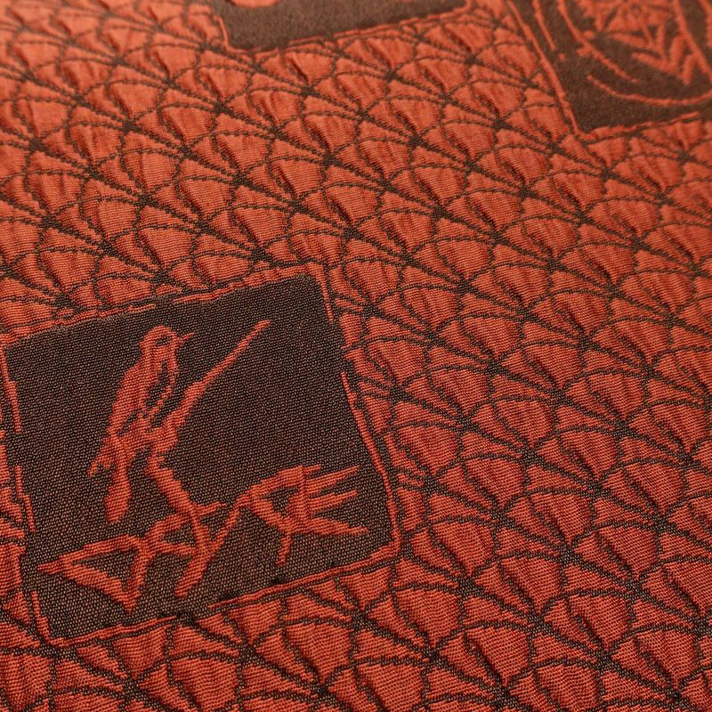 袋帯 全通柄 美品 ふくれ織 一般用 正絹 その他の柄 帯 赤・朱_画像6