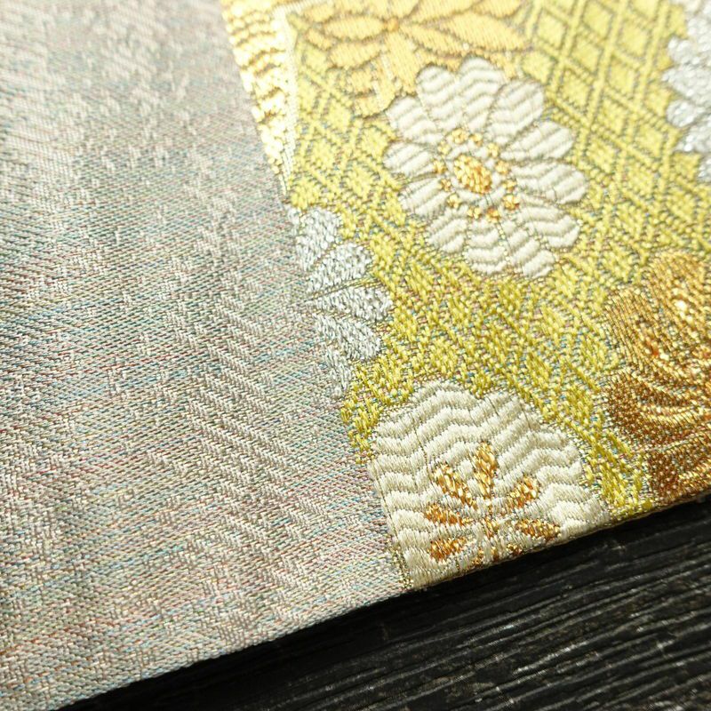 袋帯 六通柄 フォーマル用 正絹 古典柄 箔 金糸 梅 菊 帯 ピンク_画像17