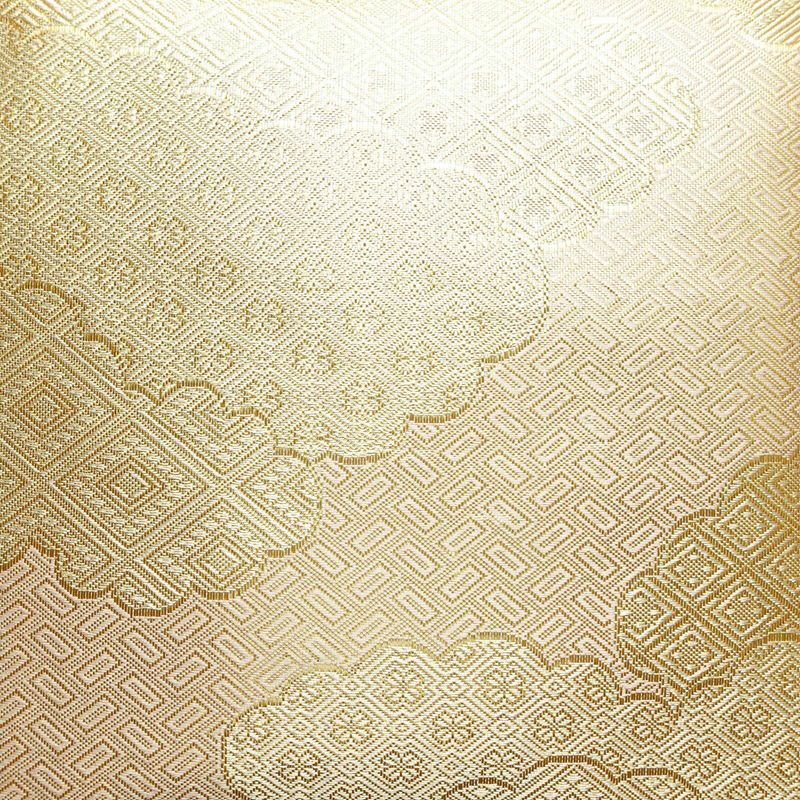 袋帯 佐賀錦 全通柄 フォーマル用 正絹 雲柄 箔 金糸 帯 ピンク_画像2