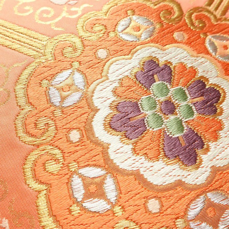 袋帯 未仕立て品 六通柄 西陣織 証紙あり フォーマル用 正絹 幾何学柄・抽象柄 金糸 帯 ピンク_画像3