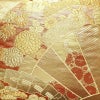袋帯 六通柄 フォーマル用 正絹 古典柄 箔 扇面 金糸 帯 茶_画像2