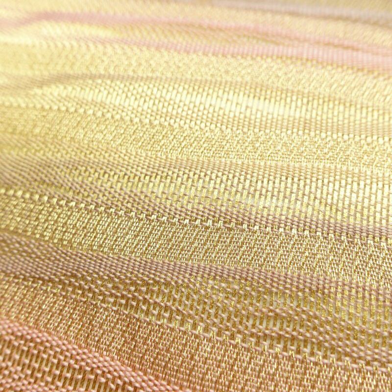 袋帯 太鼓柄 良品 フォーマル用 正絹 縞柄・線柄 金通し 金糸 帯 ピンク_画像6