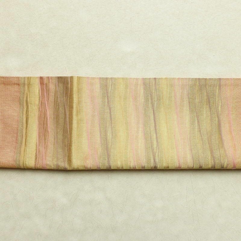 袋帯 太鼓柄 良品 フォーマル用 正絹 縞柄・線柄 金通し 金糸 帯 ピンク_画像14