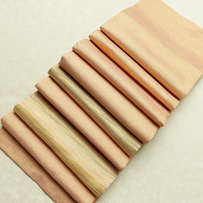 袋帯 太鼓柄 良品 フォーマル用 正絹 縞柄・線柄 金通し 金糸 帯 ピンク_画像17