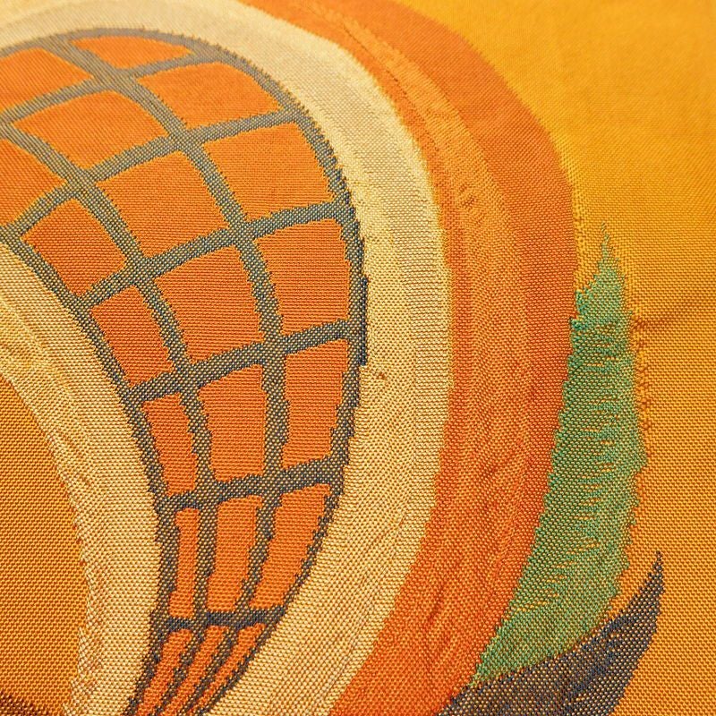 袋帯 六通柄 一般用 正絹 人物・動物柄 帯 橙_画像5