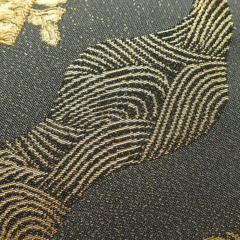 袋帯 六通柄 良品 フォーマル用 正絹 古典柄 箔 金通し 金糸 帯 グレー_画像5