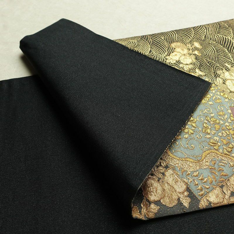 袋帯 六通柄 良品 フォーマル用 正絹 古典柄 箔 金通し 金糸 帯 グレー_画像9