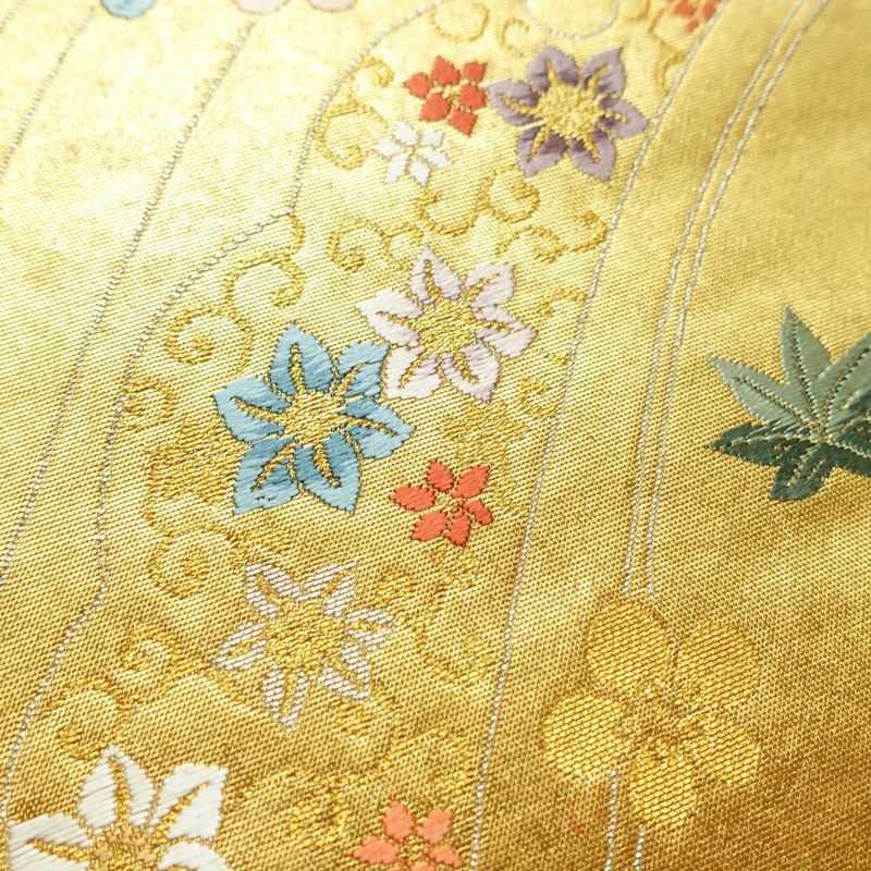 袋帯 本金箔 太鼓柄 フォーマル用 正絹 蝶・昆虫柄 箔 帯 金・銀_画像6