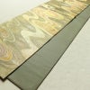 袋帯 観世流水文 六通柄 美品 フォーマル用 正絹 流水・波柄 箔 金通し 金糸 帯 緑・うぐいす色_画像8