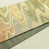 袋帯 観世流水文 六通柄 美品 フォーマル用 正絹 流水・波柄 箔 金通し 金糸 帯 緑・うぐいす色_画像10