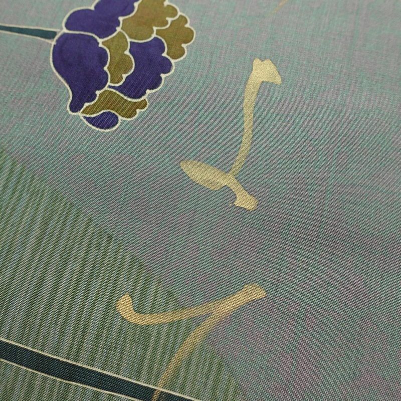袋帯 太鼓柄 一般用 正絹 花柄 帯 緑・うぐいす色_画像5