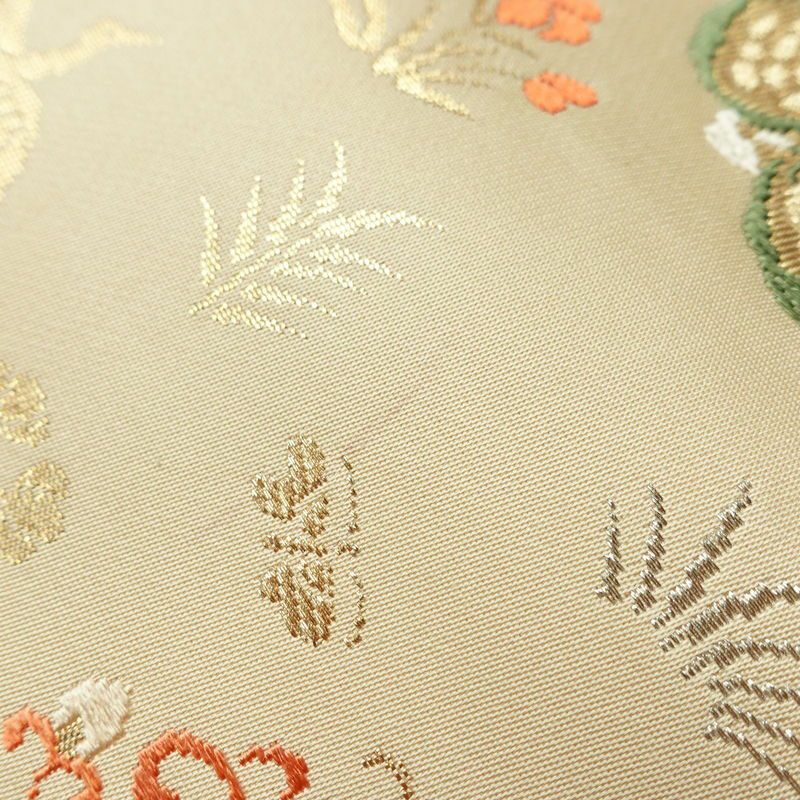 袋帯 六通柄 フォーマル用 正絹 幾何学柄・抽象柄 箔 金糸 帯 ベージュ_画像8