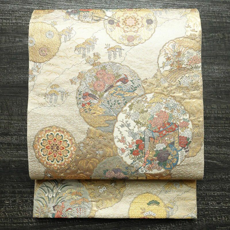 袋帯 六通柄 良品 フォーマル用 正絹 古典柄 箔 帯 金・銀 | 六通柄