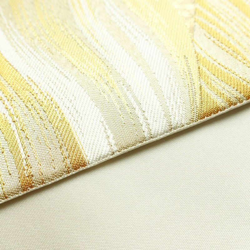 袋帯 六通柄 フォーマル用 正絹 流水・波柄 箔 金糸 帯 白_画像12