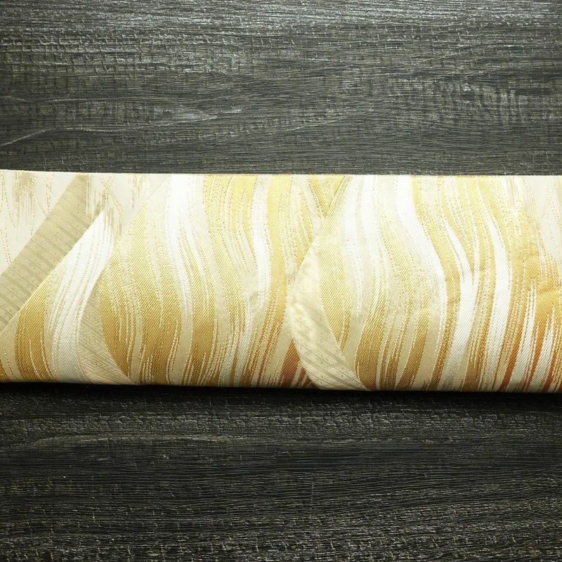 袋帯 六通柄 フォーマル用 正絹 流水・波柄 箔 金糸 帯 白_画像15