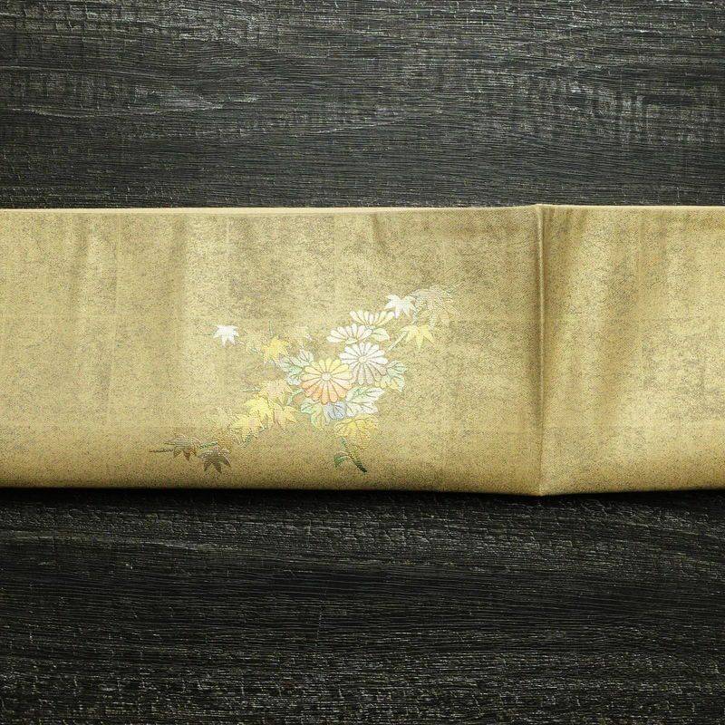 袋帯 太鼓柄 フォーマル用 正絹 木の葉・植物柄 箔 金糸 帯 金・銀_画像14