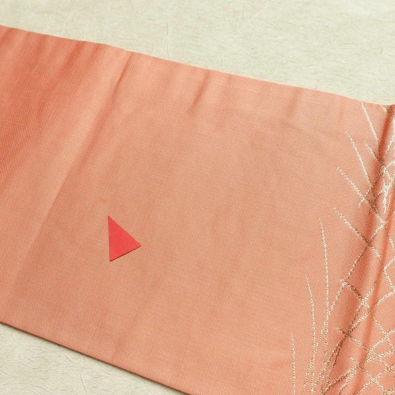 名古屋帯 本金箔 二重織 太鼓柄 正絹 人物・動物柄 名古屋仕立て 箔 金糸 帯 ピンク_画像14