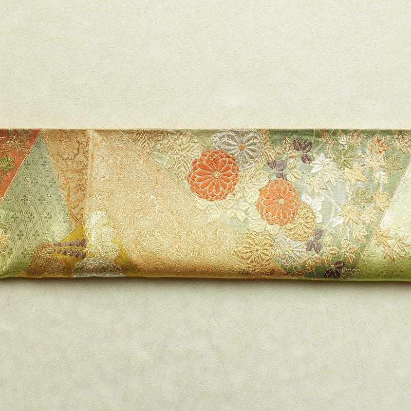 袋帯 六通柄 フォーマル用 正絹 木の葉・植物柄 箔 金糸 帯 金・銀_画像14