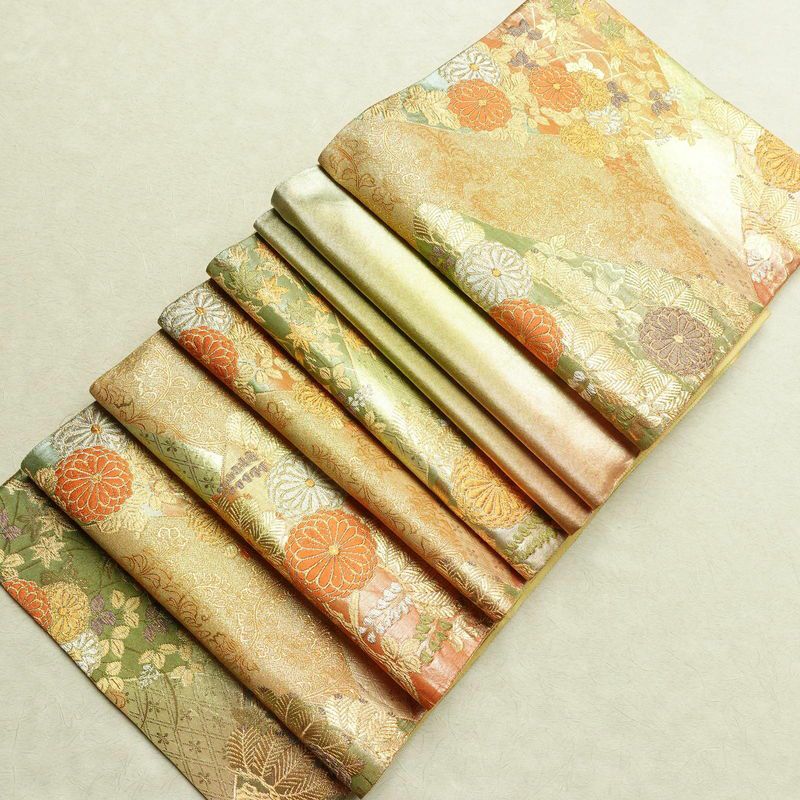 袋帯 六通柄 フォーマル用 正絹 木の葉・植物柄 箔 金糸 帯 金・銀_画像19