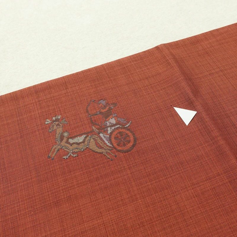 袋帯 太鼓柄 一般用 正絹 人物・動物柄 帯 小豆・エンジ_画像17