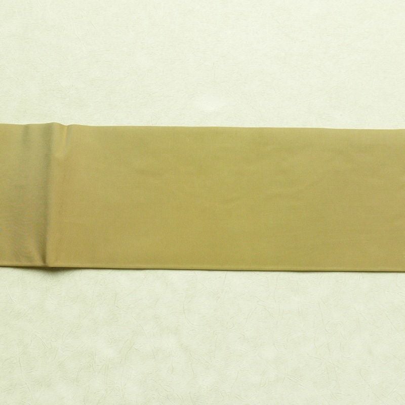 名古屋帯 全通柄 良品 正絹 無地 名古屋仕立て 帯 黄・黄土色_画像12