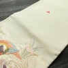 袋帯 太鼓柄 フォーマル用 正絹 人物・動物柄 箔 金糸 銀糸 帯 銀通し 菖蒲 クリーム_画像11
