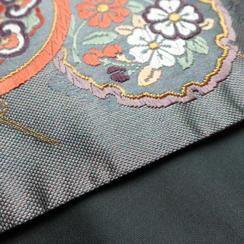 袋帯 六通柄 良品 フォーマル用 正絹 古典柄 箔 金糸 帯 紫・藤色_画像12