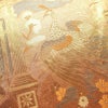 袋帯 ブルボン懐古 純金箔 手織二重箔 六通柄 フォーマル用 正絹 風景柄 箔 金糸 帯 ピンク サーモンピンク_画像3