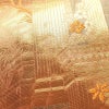 袋帯 ブルボン懐古 純金箔 手織二重箔 六通柄 フォーマル用 正絹 風景柄 箔 金糸 帯 ピンク サーモンピンク_画像5