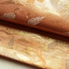袋帯 ブルボン懐古 純金箔 手織二重箔 六通柄 フォーマル用 正絹 風景柄 箔 金糸 帯 ピンク サーモンピンク_画像8