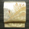 名古屋帯 太鼓柄 正絹 木の葉・植物柄 名古屋仕立て 箔 帯 金・銀_画像1