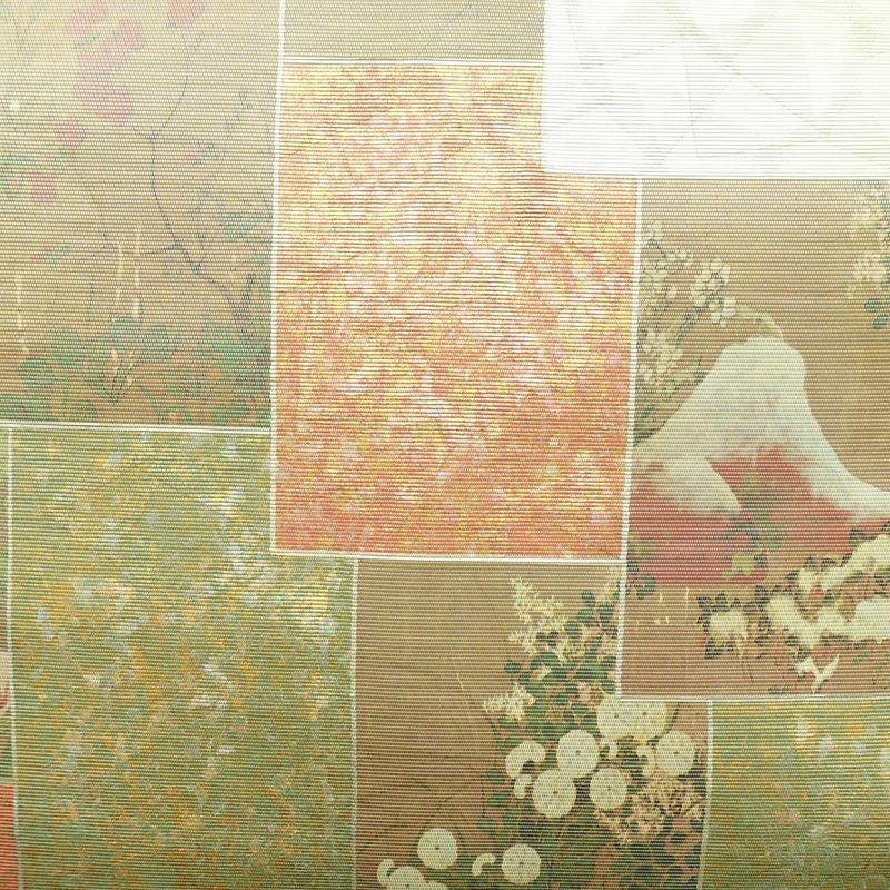 名古屋帯 伝統工芸士 山野忠雄 太鼓柄 正絹 風景柄 名古屋仕立て 箔 帯 クリーム_画像2