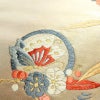 名古屋帯 太鼓柄 良品 正絹 蝶・昆虫柄 名古屋仕立て 箔 刺繍 金糸 帯 グレー_画像6