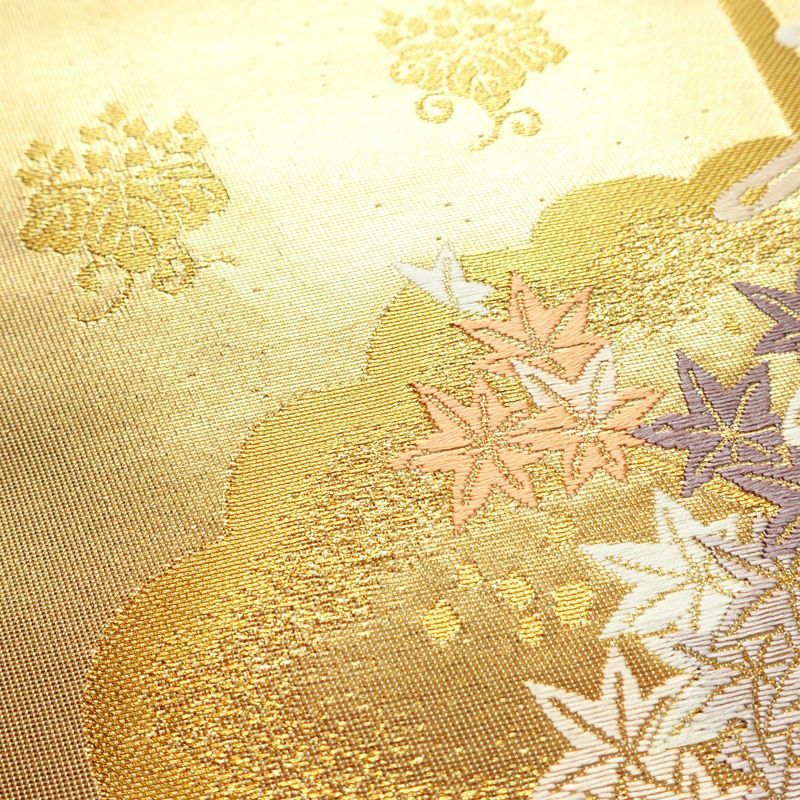 袋帯 本金箔九百錦 献上彩花輪 六通柄 フォーマル用 正絹 古典柄 箔 金糸 帯 金・銀_画像6
