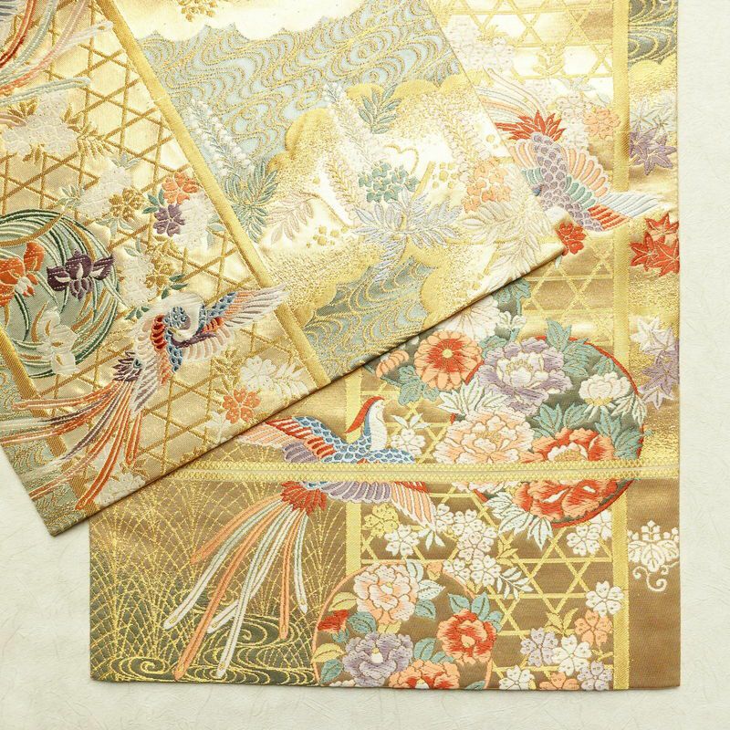 袋帯 本金箔九百錦 献上彩花輪 六通柄 フォーマル用 正絹 古典柄 箔 金糸 帯 金・銀_画像11