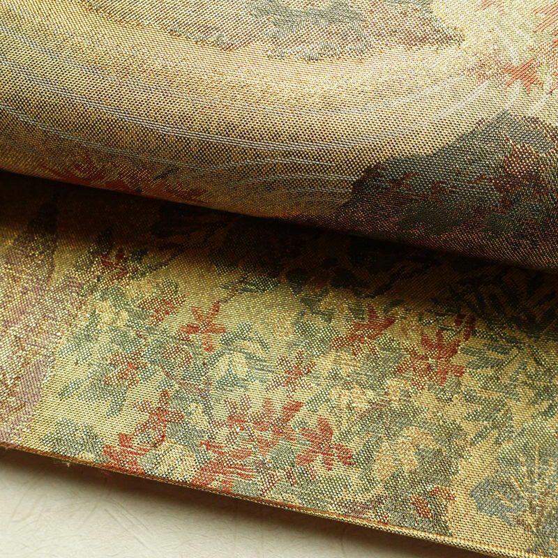 袋帯 六通柄 フォーマル用 正絹 風景柄 箔 帯 金・銀_画像7