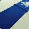 名古屋帯 塩瀬染 太鼓柄 正絹 花柄 名古屋仕立て 帯 青・紺_画像10