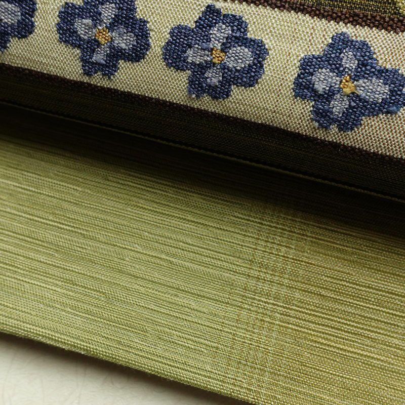 袋帯 太鼓柄 良品 一般用 正絹 花柄 帯 緑・うぐいす色_画像7