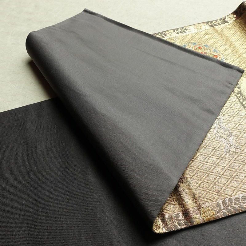 袋帯 六通柄 フォーマル用 正絹 幾何学柄・抽象柄 箔 帯 黄・黄土色_画像12