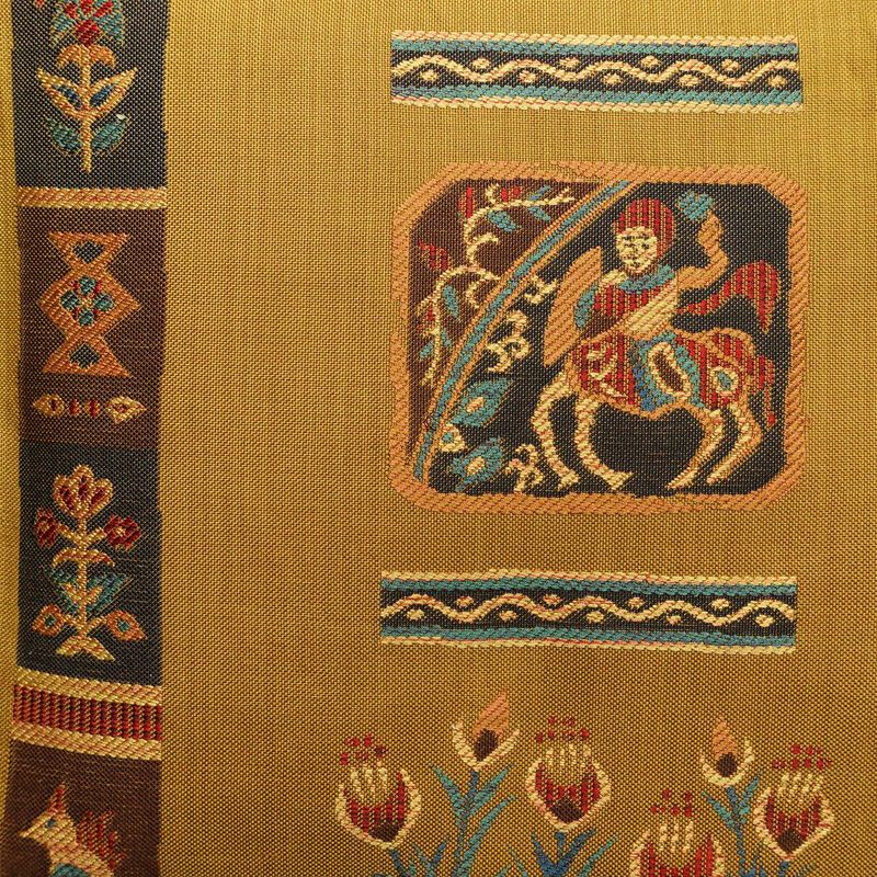 袋帯 六通柄 一般用 正絹 幾何学柄・抽象柄 帯 黄・黄土色_画像2