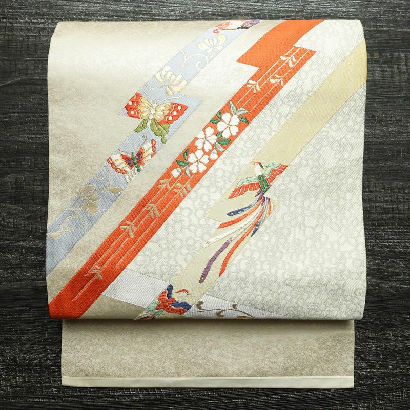 名古屋帯 やまとオリジナル パール箔 太鼓柄 正絹 古典柄 名古屋仕立て