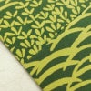 名古屋帯 全通柄 良品 縮緬 正絹 木の葉・植物柄 名古屋仕立て 帯 緑・うぐいす色_画像16