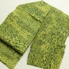 名古屋帯 全通柄 良品 縮緬 正絹 木の葉・植物柄 名古屋仕立て 帯 緑・うぐいす色_画像17